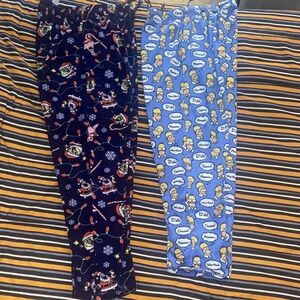 SpongeBob SquarePants/The Simpsons Men’s Polyester Pajama Bottoms Navy & Purple